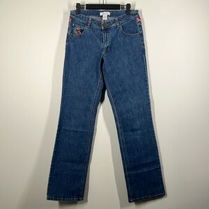 Liberte women’s size 6 Floral Embroidered Blue Denim Wide Leg Jeans